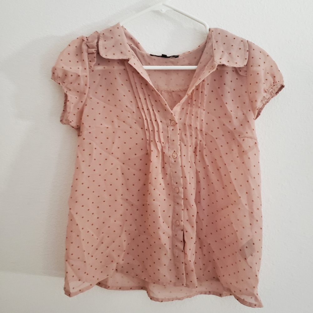 Papaya Polka Dot Peter Pan Collar Top